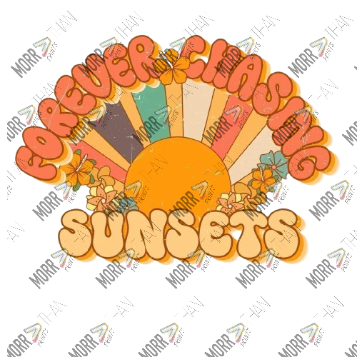 Forever Chasing Sunsets Bubble Letter