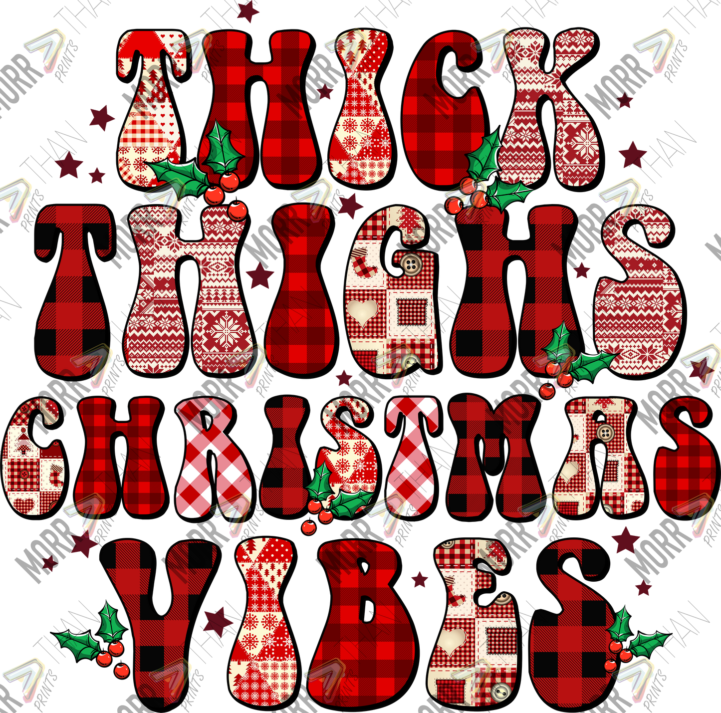 Thick Thighs Christmas Vibes Plaid