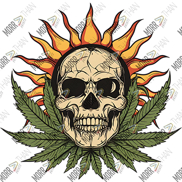 Sun and Skulls with Marijuana Leaves