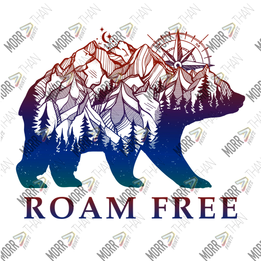 Roam Free Bear with Mountains and Compass