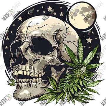 Skull and Stars with Marijuana Leaves