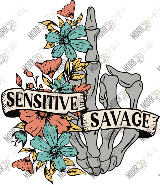 Sensitive Savage Skeleton Hand DTF Print