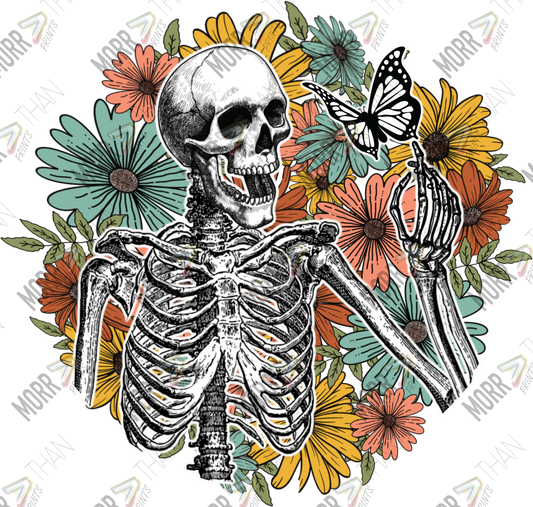 Floral Skeleton DTF Print