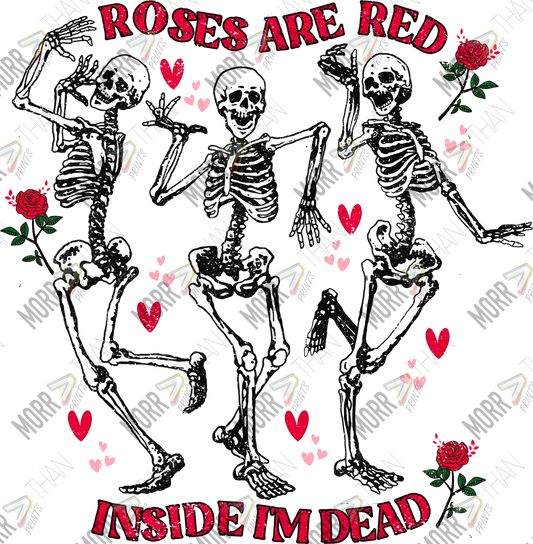 Roses Red Dead Inside Skeletons DTF Print