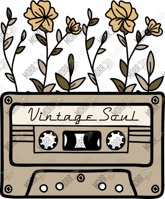 Flowers Vintage Cassette DTF Print