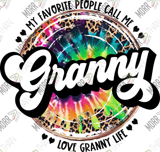 Favorite Granny Tie Dye DTF Print