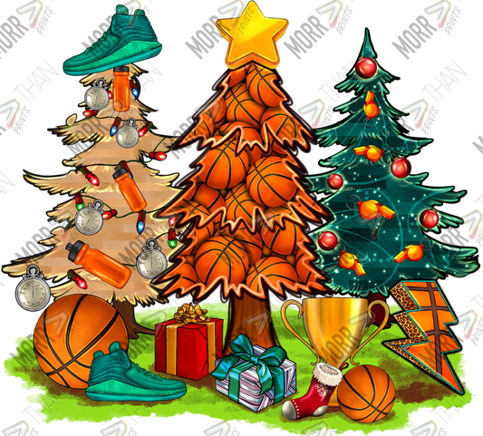 Basketball Christmas Trees DTF Print